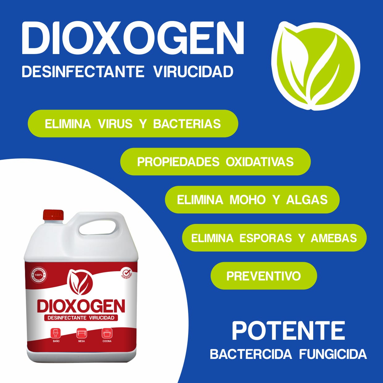 DIOXOGEN VIRUCIDA Y BACTERICIDA